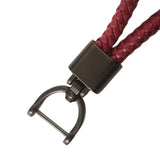 Maxbell Car Keychain D Shape Ring Classic PU Leather Universal for Men Women Dark Red