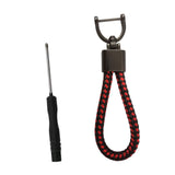 Maxbell Car Keychain D Shape Ring Classic PU Leather Universal for Men Women Black Red