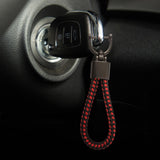 Maxbell Car Keychain D Shape Ring Classic PU Leather Universal for Men Women Black Red