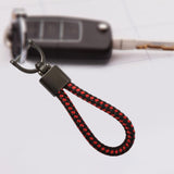 Maxbell Car Keychain D Shape Ring Classic PU Leather Universal for Men Women Black Red