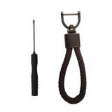 Maxbell Car Keychain D Shape Ring Classic PU Leather Universal for Men Women Coffee