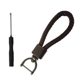 Maxbell Car Keychain D Shape Ring Classic PU Leather Universal for Men Women Coffee