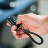 Maxbell Car Keychain D Shape Ring Classic PU Leather Universal for Men Women Coffee