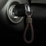 Maxbell Car Keychain D Shape Ring Classic PU Leather Universal for Men Women Coffee