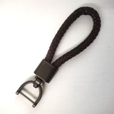 Maxbell Car Keychain D Shape Ring Classic PU Leather Universal for Men Women Coffee