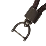 Maxbell Car Keychain D Shape Ring Classic PU Leather Universal for Men Women Coffee