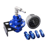 Maxbell Adjustable Fuel Pressure Regulator with Gauge High Performance Blue