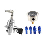 Maxbell Adjustable Fuel Pressure Regulator with Gauge High Performance Argent