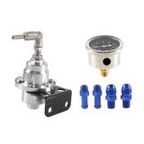 Maxbell Adjustable Fuel Pressure Regulator with Gauge High Performance Argent