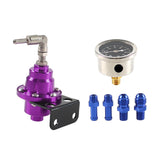 Maxbell Adjustable Fuel Pressure Regulator with Gauge High Performance Purple