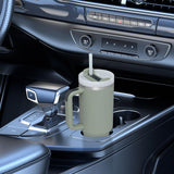 Maxbell Tumbler with Handle with Lid and Straw Car Tumbler Cup for Water Coffee olive green