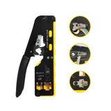 Maxbell Pass through Crimper Cutter Stripper Network Wire Crimping Tool Black Yellow