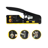 Maxbell Pass through Crimper Cutter Stripper Network Wire Crimping Tool Black Yellow