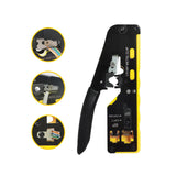 Maxbell Pass through Crimper Cutter Stripper Network Wire Crimping Tool Black Yellow
