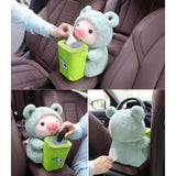 Maxbell Soft Plush Car Tissue Box Trash Bin Interior Decoration Cartoon Tissue Cover