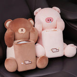 Maxbell Soft Plush Car Tissue Box Trash Can Trash Bag Interior Decoration Napkin Box Bear