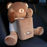 Maxbell Soft Plush Car Tissue Box Trash Can Trash Bag Interior Decoration Napkin Box Bear