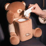 Maxbell Soft Plush Car Tissue Box Trash Can Trash Bag Interior Decoration Napkin Box Bear