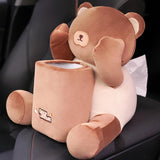 Maxbell Soft Plush Car Tissue Box Trash Can Trash Bag Interior Decoration Napkin Box Bear