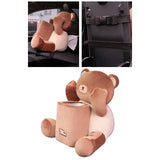 Maxbell Soft Plush Car Tissue Box Trash Can Trash Bag Interior Decoration Napkin Box Bear