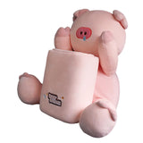 Maxbell Soft Plush Car Tissue Box Trash Can Trash Bag Interior Decoration Napkin Box Pig