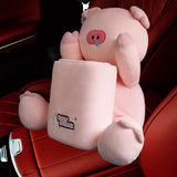 Maxbell Soft Plush Car Tissue Box Trash Can Trash Bag Interior Decoration Napkin Box Pig