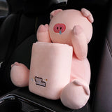 Maxbell Soft Plush Car Tissue Box Trash Can Trash Bag Interior Decoration Napkin Box Pig