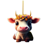 Maxbell 10 Pieces Cow Xmas Car Hanging Pendant Ornament Acrylic Material Collectible