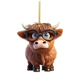 Maxbell 10 Pieces Cow Xmas Car Hanging Pendant Ornament Acrylic Material Collectible