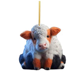 Maxbell 10 Pieces Cow Xmas Car Hanging Pendant Ornament Acrylic Material Collectible