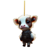 Maxbell 10 Pieces Cow Xmas Car Hanging Pendant Ornament Acrylic Material Collectible