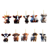 Maxbell 10 Pieces Cow Xmas Car Hanging Pendant Ornament Acrylic Material Collectible