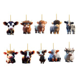 Maxbell 10 Pieces Cow Xmas Car Hanging Pendant Ornament Acrylic Material Collectible