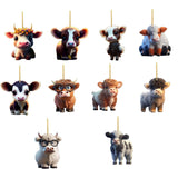 Maxbell 10 Pieces Cow Xmas Car Hanging Pendant Ornament Acrylic Material Collectible