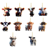Maxbell 10 Pieces Cow Xmas Car Hanging Pendant Ornament Acrylic Material Collectible