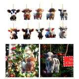 Maxbell 10 Pieces Cow Xmas Car Hanging Pendant Ornament Acrylic Material Collectible