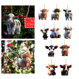 Maxbell 10 Pieces Cow Xmas Car Hanging Pendant Ornament Acrylic Material Collectible