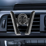 Maxbell Car Phone Holder Hands Free Rhinestone Interior Accessories for Vehicle White