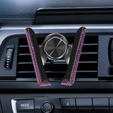 Maxbell Car Phone Holder Hands Free Rhinestone Interior Accessories for Vehicle Pink