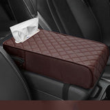 Maxbell Armrest Box Mats Multifunctional with Storage Pocket Universal Arm Rest Pad mocha brown