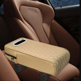 Maxbell Armrest Box Mats Multifunctional with Storage Pocket Universal Arm Rest Pad beige