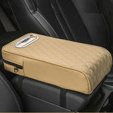 Maxbell Armrest Box Mats Multifunctional with Storage Pocket Universal Arm Rest Pad beige