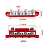 Maxbell Power Distribution Block Bus Bar Terminal Block for Marine Solar Wiring Red M10 3 8 Studs