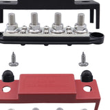 Maxbell Power Distribution Block Bus Bar Terminal Block for Solar Wiring Marine Black Red M10 3 8