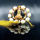 Maxbell Buddha Car Hanging Ornament Buddha Statue Decorative Rearview Mirror Pendant Brown Tassel