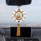 Maxbell Buddha Car Hanging Ornament Buddha Statue Decorative Rearview Mirror Pendant Brown Tassel