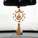 Maxbell Buddha Car Hanging Ornament Buddha Statue Decorative Rearview Mirror Pendant Brown Tassel