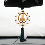 Maxbell Buddha Car Hanging Ornament Buddha Statue Decorative Rearview Mirror Pendant Green Tassel