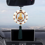 Maxbell Buddha Car Hanging Ornament Buddha Statue Decorative Rearview Mirror Pendant Green Tassel
