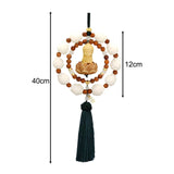 Maxbell Buddha Car Hanging Ornament Buddha Statue Decorative Rearview Mirror Pendant Green Tassel